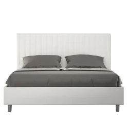 Lit Sunny en simili cuir blanc avec sommier tapissé 160x200>Ityhome Discount