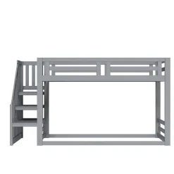 Lit Superposé - Lit enfant 90x200 cm avec Toît, Escalier Sécurisé et Structure Solide, Bois Massif et MDF, Couleur Gris><noscript><img data-lazyloaded=