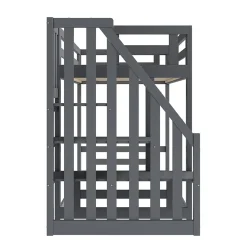 Lit Superposé - Lit enfant 90x200 cm avec Toît, Escalier Sécurisé et Structure Solide, Bois Massif et MDF, Couleur Gris><noscript><img data-lazyloaded=