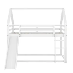 Okwish Lit Superposé 140 x 200 cm - Lit enfant avec Toboggan et Échelle - Pin + MDF - Sans Matelas - Blanc*Enfant Lit Enfant