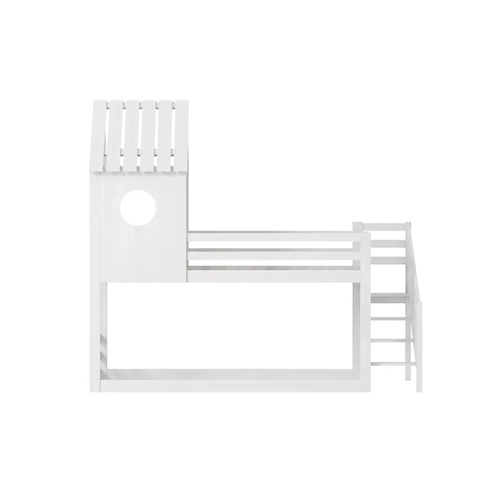Simple Life Lit superposé, 90 x 200 cm, pour 2 enfants, avec escalier d'angle, lit mezzanine, avec fenêtre*Enfant Lit Enfant