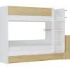 Lit superposé avec tiroir lit gigogne et 2 bureaux 3 x 90 x 190 cm - Coloris : Blanc et naturel - DOMATI>Vente-unique Best