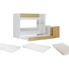 Lit superposé avec tiroir lit gigogne et 2 bureaux 3 x 90 x 190 cm - Coloris : Blanc et naturel + Matelas - DOMATI>Vente-unique Discount