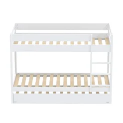 Weber Lit superposé avec tiroir lit - 3 x 90 x 190 cm - Bois Pin massif - Blanc - Sommiers inclus - WALLY*Enfant Lit Enfant