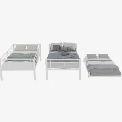 Okwish Lit Superposé Convertible 90x190 cm - Lit Enfant avec Échelle et Garde-Corps Silencieux , Fer - Sans Matelas - Blanc*Enfant Lit Enfant