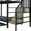 Seyakany Lit superposé en fer 90 x 200 cm et 180 x 200 cm, lit gigogne multifonctionnel, sac en tissu, escaliers de rangement, noir*Enfant Lit Enfant