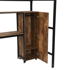 Simple Life Lit superposé en métal avec bureau et armoire, étagères, échelle 4 marches, noir, 90x200cm*Enfant Lit Enfant