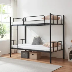 [En.Casa] Lit superposé en métal Berimma 90 x 200 cm noir en.casa*Enfant Lit Enfant