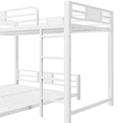 ModernLuxe Lit superposé en métal en forme de L - 90x200cm + 140x200 cm - Barrières de sécurité et échelle - Métal - Blanc (sans matelas)*Enfant Lit Enfant