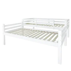 Simple Life Lit superposé enfant avec rangements chaussures et casiers, convertible 2 lits simples, blanc, 90x200 cm*Enfant Lit Enfant