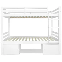 Simple Life Lit superposé enfant avec rangements chaussures et casiers, convertible 2 lits simples, blanc, 90x200 cm*Enfant Lit Enfant