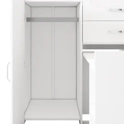 Lit Superposé enfant 90x200 cm - Lit avec Bureau Escamotable et Armoire - MDF et Panneaux Stratifiés - Sans Matelas - Blanc><noscript><img width=
