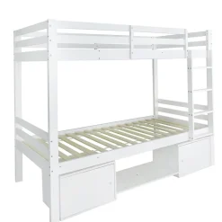 ProximaX Lit superposé enfant 90x200 cm blanc avec casiers et étagères à chaussures, convertible en 2 lits simples*Enfant Lit Enfant