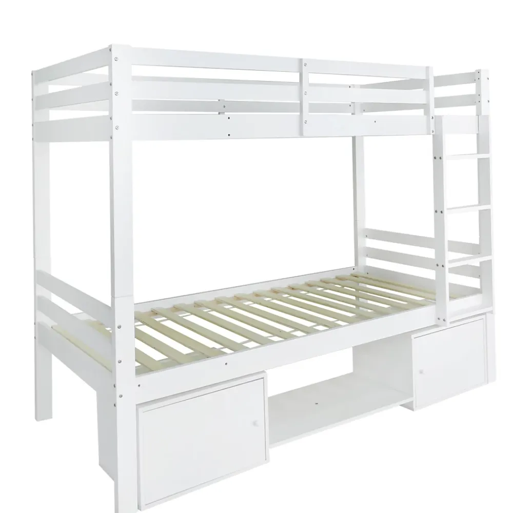 ProximaX Lit superposé enfant 90x200 cm blanc avec casiers et étagères à chaussures, convertible en 2 lits simples*Enfant Lit Enfant