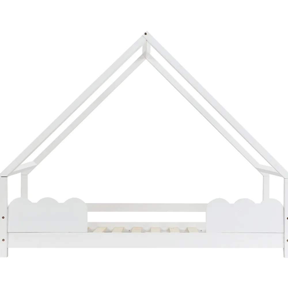 Lit Superposé enfant 90x200 cm - Lit Simple en Bois Massif de Pin, Capacité 120 kg, Sans Matelas, Blanc>Okwish Sale