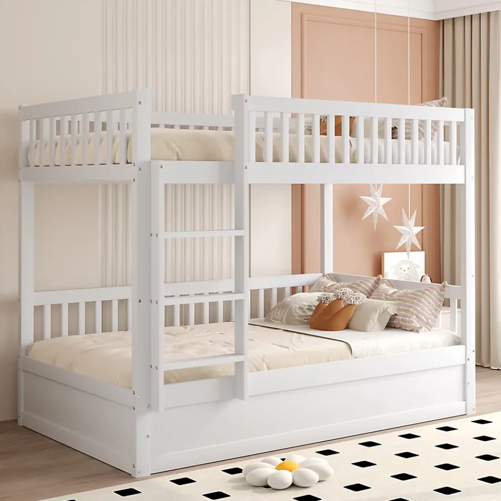 ProximaX Lit superposé enfant 90x200 cm en bois massif blanc avec système de rangement hydraulique, lit solide, durable et fonctionnel*Enfant Lit Enfant