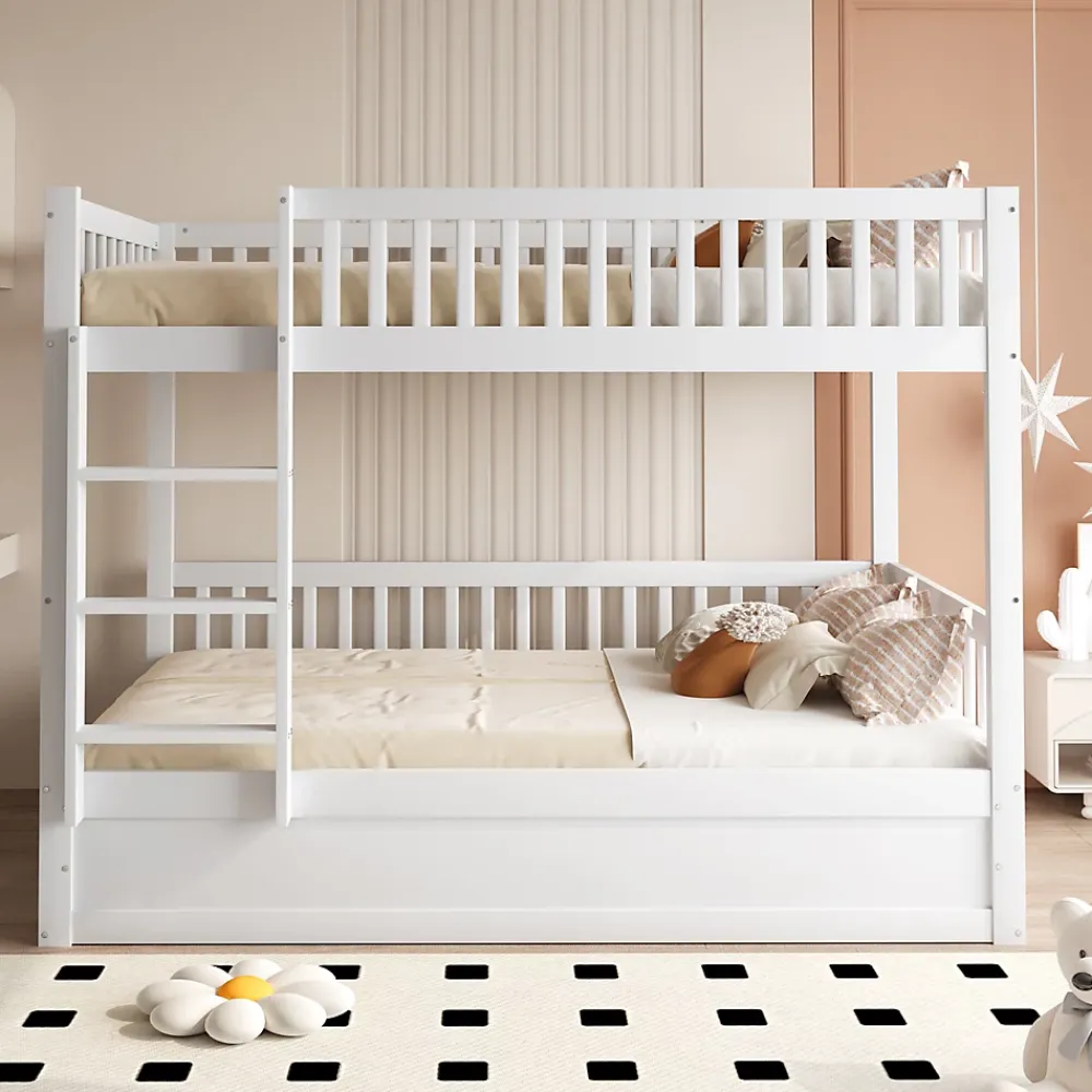 ProximaX Lit superposé enfant 90x200 cm en bois massif blanc avec système de rangement hydraulique, lit solide, durable et fonctionnel*Enfant Lit Enfant