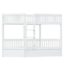ProximaX Lit superposé enfant 90x200 cm en bois massif blanc avec système de rangement hydraulique, lit solide, durable et fonctionnel*Enfant Lit Enfant