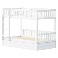 ProximaX Lit superposé enfant 90x200 cm en bois massif blanc avec système de rangement hydraulique, lit solide, durable et fonctionnel*Enfant Lit Enfant