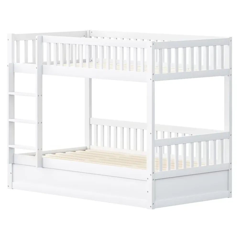 ProximaX Lit superposé enfant 90x200 cm en bois massif blanc avec système de rangement hydraulique, lit solide, durable et fonctionnel*Enfant Lit Enfant