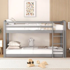Lit Superposé Enfant 90X200Cm Pin Gris><noscript><img width=