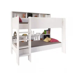 Lit superposé LUCKY 90x190 + 2 sommiers / Blanc>Weber Industries Outlet