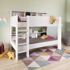 Lit superposé LUCKY 90x190 + 2 sommiers / Blanc>Weber Industries Outlet
