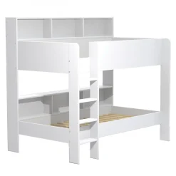 Lit superposé LUCKY 90x190 + 2 sommiers / Blanc><noscript><img width=