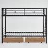 Simple Life Lit superposé métal 90x200cm pour 2 enfants avec 2 tiroirs, garde-corps, convertible, noir*Enfant Lit Enfant
