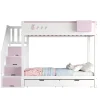 Blackcolors Lit superposé pour enfant 90x200cm,blanc+rose, motifs lapins et carottes, rangement amovible, échelle sécurisée, tiroirs*Enfant Lit Enfant