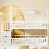 Lit superposé pour enfants en bois massif,90x200cm,blanc, avec toit, échelle de sécurité et tiroirs de rangement>Blackcolors Discount