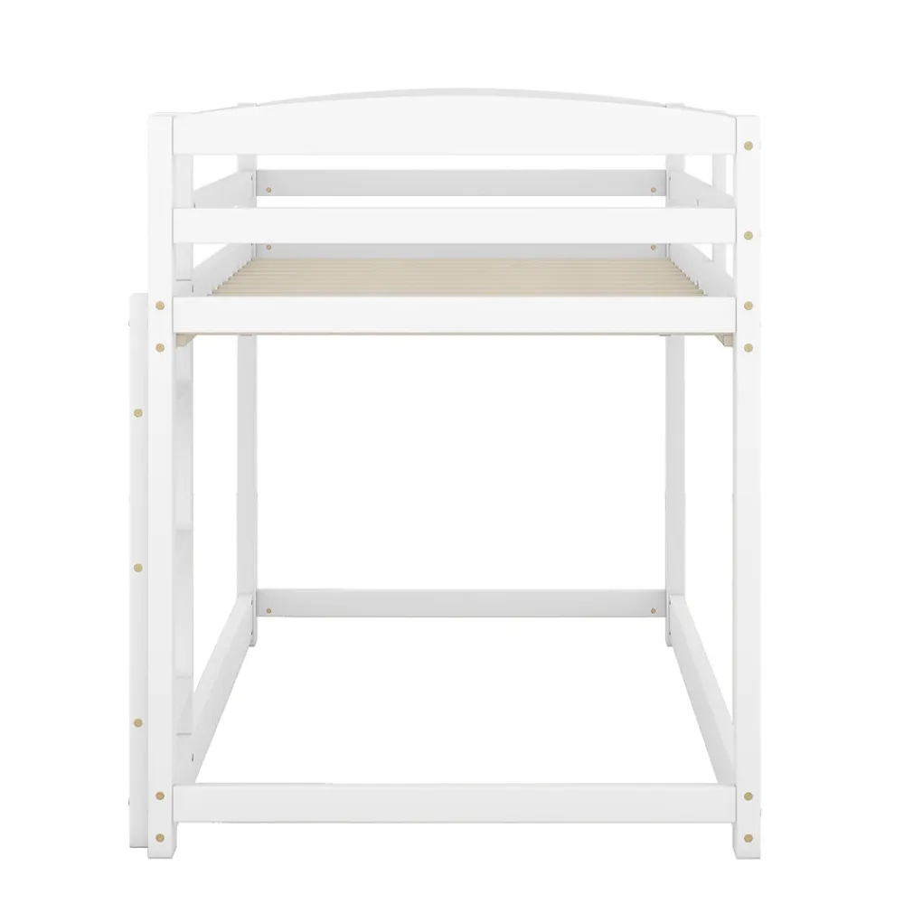 Lit superposé pour enfants, lit cadre bois massif pin, montage facile, blanc, 90x200 cm>Simple Life Hot