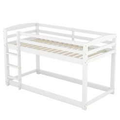 Lit superposé pour enfants, lit cadre bois massif pin, montage facile, blanc, 90x200 cm><noscript><img width=