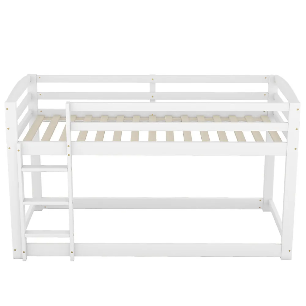 Lit superposé pour enfants, lit cadre bois massif pin, montage facile, blanc, 90x200 cm>Simple Life Hot