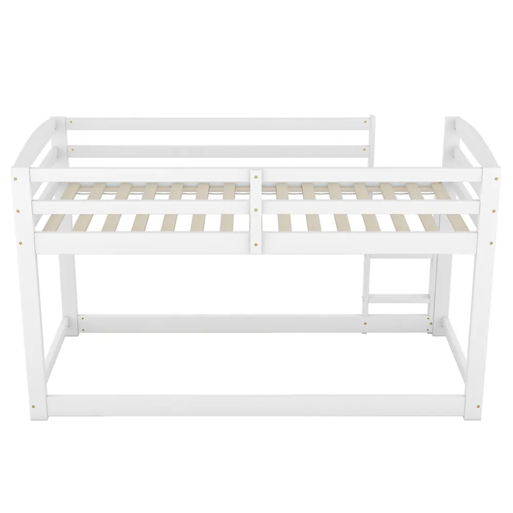 Lit superposé pour enfants, lit cadre bois massif pin, montage facile, blanc, 90x200 cm>Simple Life Hot