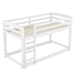 Lit superposé pour enfants, lit cadre bois massif pin, montage facile, blanc, 90x200 cm><noscript><img width=