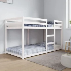 Lit superposé sans matelas blanc 90x190 cm bois de pin massif>Vidaxl New