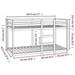 Lit superposé sans matelas 90x190 cm bois de pin massif><noscript><img width=
