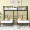 Lit superposé triple 90x200 cm en métal avec échelle intégrée et tablette tête de lit, chambre enfant>Redom Sale