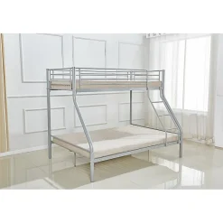 Lit superposé TRYO 3 places Métal gris 90x200 cm et 140x200 cm Sommier inclus>Meublorama Discount