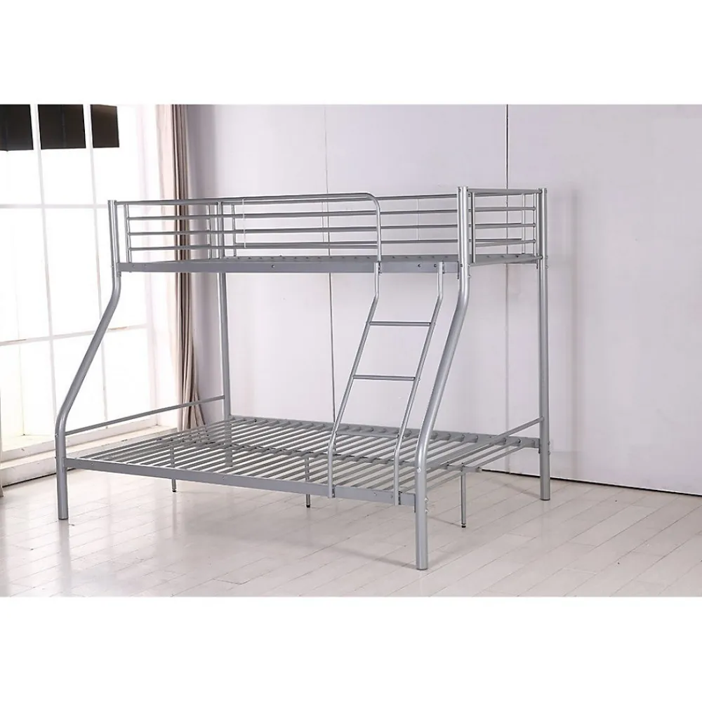 Lit superposé TRYO 3 places Métal gris 90x200 cm et 140x200 cm Sommier inclus>Meublorama Discount