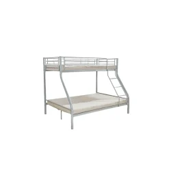 Lit superposé TRYO 3 places Métal gris 90x200 cm et 140x200 cm Sommier inclus><noscript><img width=