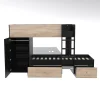 Weber Industries Lit superposé TWIN 90x190 avec armoire et tiroirs + 2 sommiers / Décor Chêne Blanchi et Noir*Enfant Lit Enfant