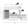 Weber Industries Lit superposé TWIN 90x190 avec armoire et tiroirs + 2 sommiers / Blanc*Enfant Lit Enfant