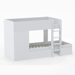 Weber Industries Lit superposé TWIN 90x190 avec armoire et tiroirs + 2 sommiers / Blanc*Enfant Lit Enfant