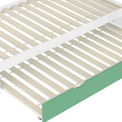 Okwish Lit superposé 90x200 cm - Lit avec Rutsche et lit escamotable - MDF et Pin - Sans matelas - Vert*Enfant Lit Enfant