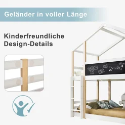 Okwish Lit superposé 90x200 cm - Lit cabane enfant avec échelle et barrières - Bois massif - Sans matelas - Blanc*Enfant Lit Enfant
