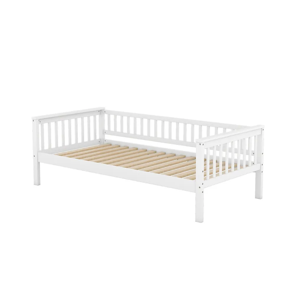 Lit Superposé 90x200 cm - Lit enfant avec 2 Tiroirs de Rangement - Bois de Pin et MDF Robuste - Blanc - Sans Matelas>Okwish