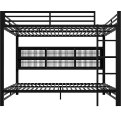 Lit Superposé 140x200 cm - Lit Enfant et Ado avec LED et Rangement, Étagères Intégrées, Sans Matelas, en Métal, Noir><noscript><img width=