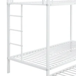 Lit Superposé 90x200 cm - Lit enfant avec Lit Gigogne Extensible, Garde-Corps Hauts, Métal, Blanc - Sans Matelas><noscript><img width=